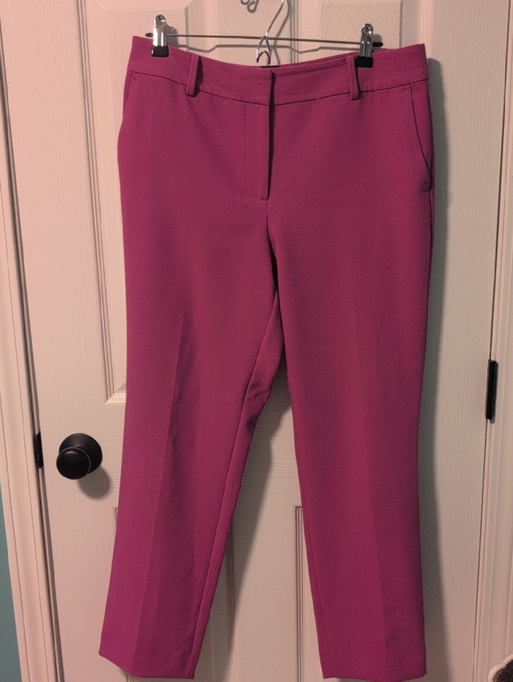 Ann Taylor Straight-Leg Trousers in Fuchsia